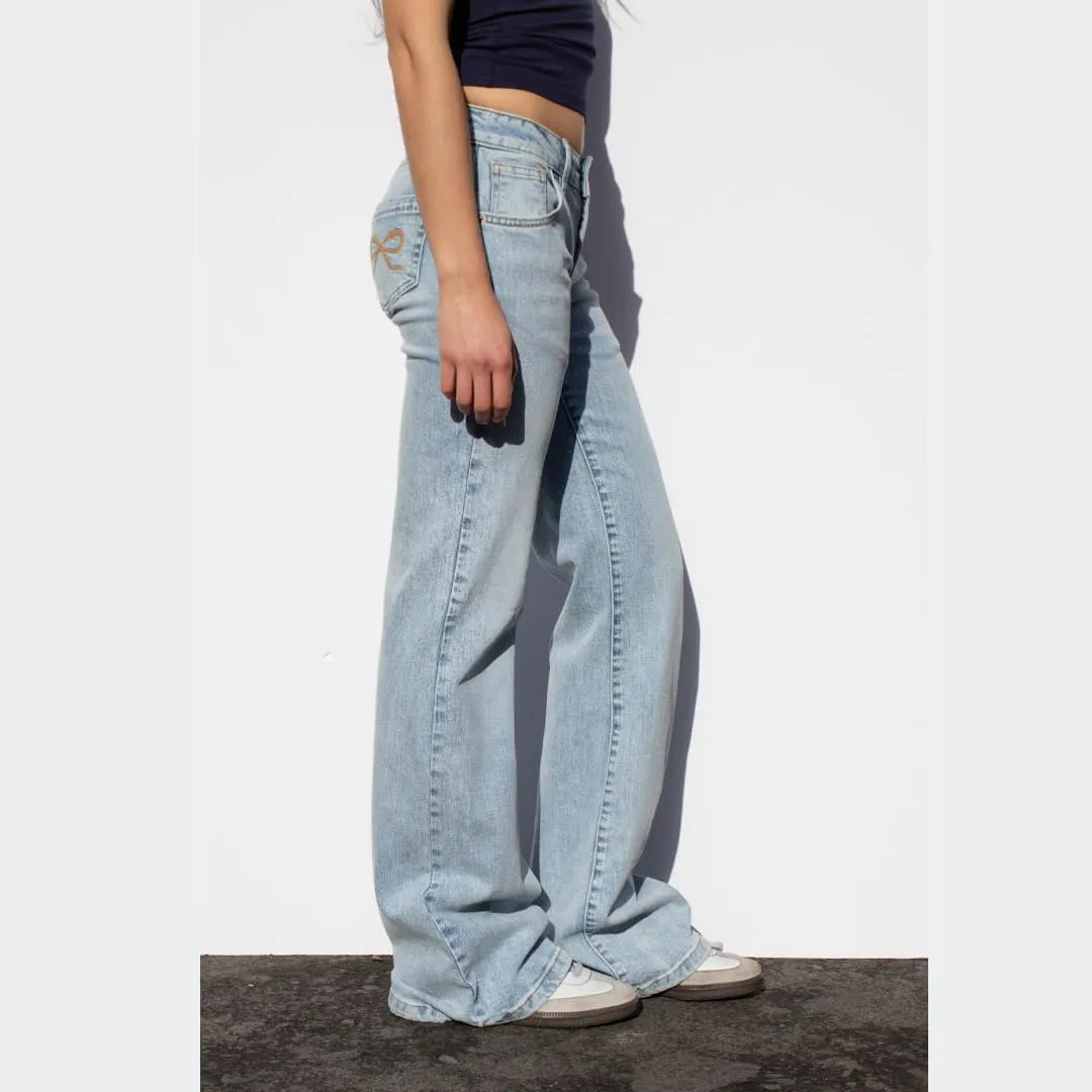 Women Y2k Jeans Low Rise Wide Leg Flare Denim Pants 90S Vintage Stretch Bell Bottom Trousers Streetwear