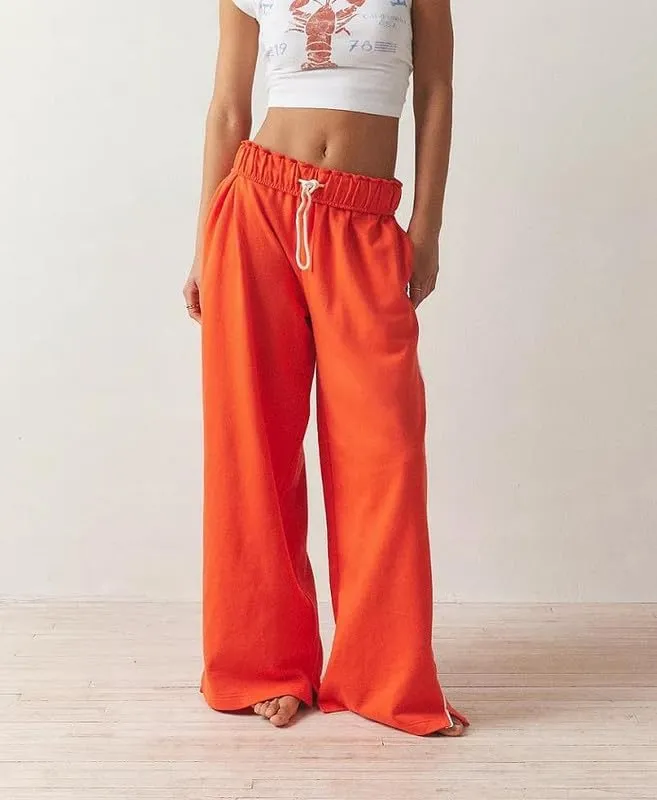 Women Y2k Jogger Pants Elastic High Waist Drawstring Loose Sweatpants Wide Leg Casual Workout Trousers Streetwear