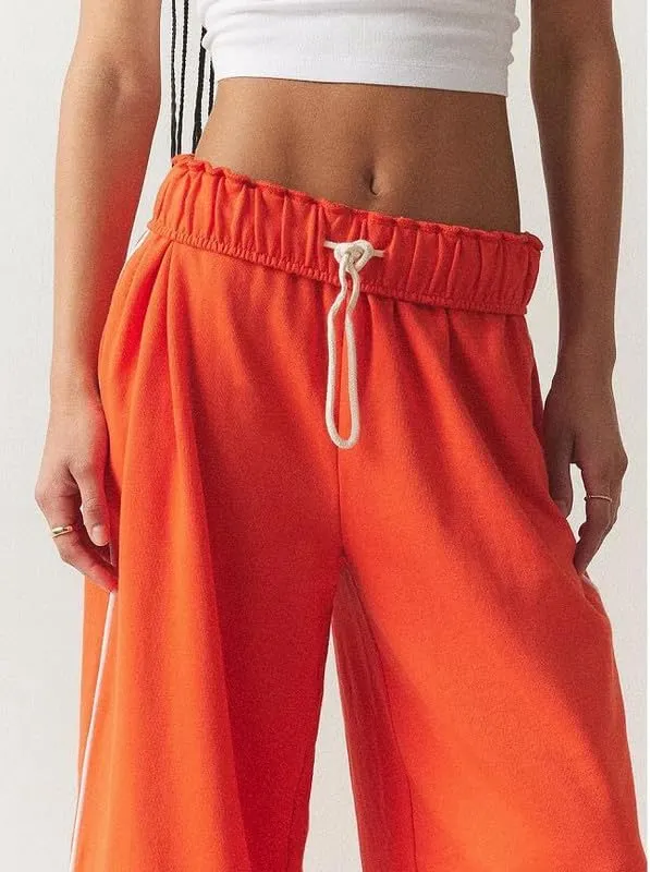 Women Y2k Jogger Pants Elastic High Waist Drawstring Loose Sweatpants Wide Leg Casual Workout Trousers Streetwear