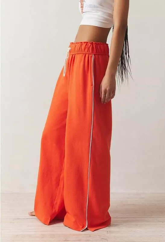 Women Y2k Jogger Pants Elastic High Waist Drawstring Loose Sweatpants Wide Leg Casual Workout Trousers Streetwear
