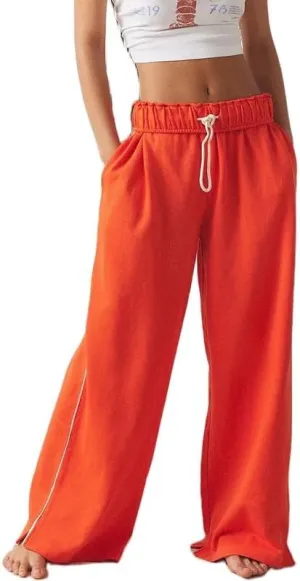 Women Y2k Jogger Pants Elastic High Waist Drawstring Loose Sweatpants Wide Leg Casual Workout Trousers Streetwear