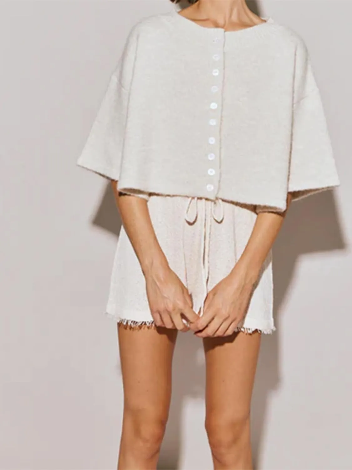 Women Y2k Knitted Crop Cardigan Short Sleeve Button Up Ribbed Knit Sweater Fall Winter Going Out Sweater