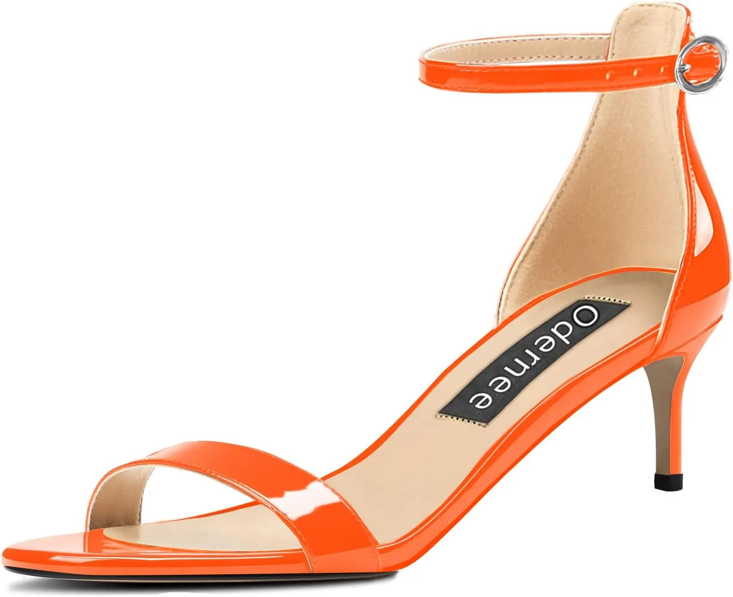 Women's 2 Inch Peep Open Toe Ankle Strap Patent Leather Kitten Low Heel Sandals Dress Shoes