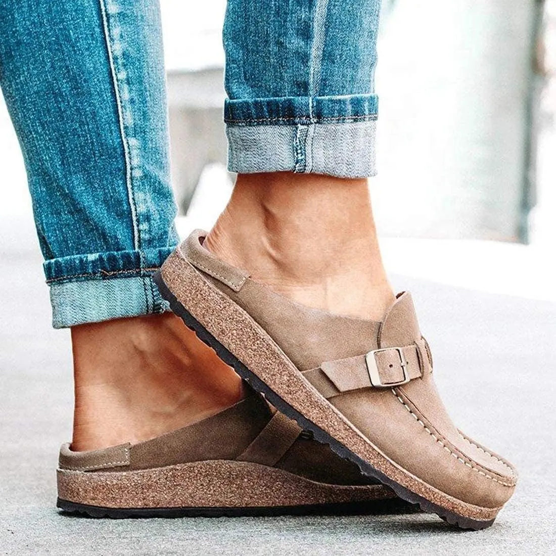 Women's & Men's Green Suede Casual Loafer Sandals Size EU 43