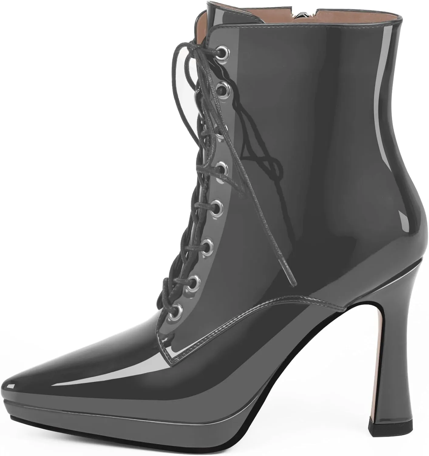 Women's Ankle Boots Platform Stilettos High Heel Pointed Toe Lace Up Dress Booties
