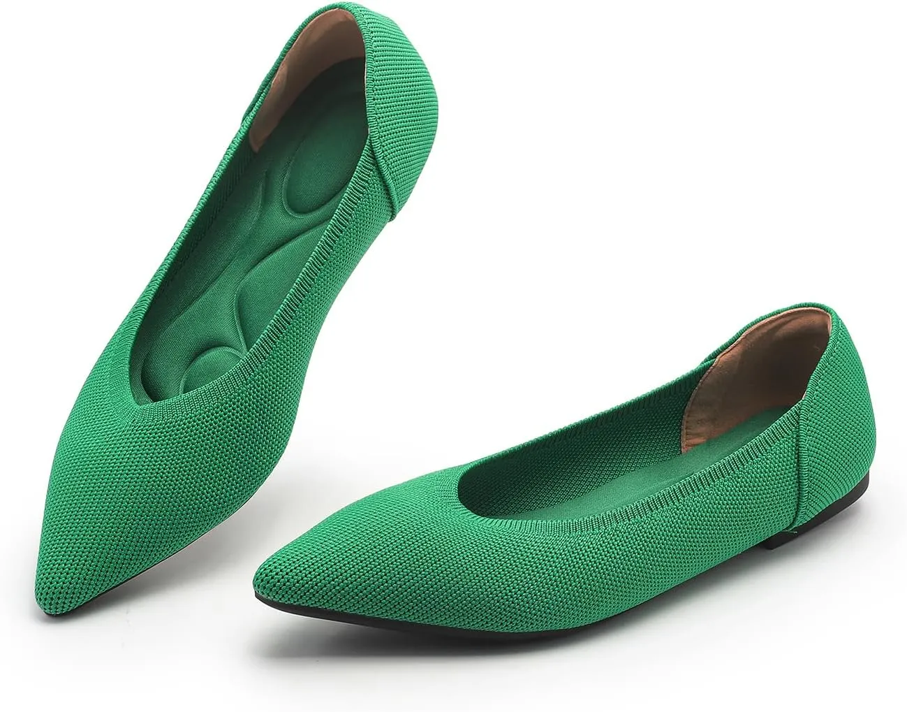 Women's Ballet Flats Comfort Breathable Mesh Knit Leopard Black Pointed Toe Slip On Shoes