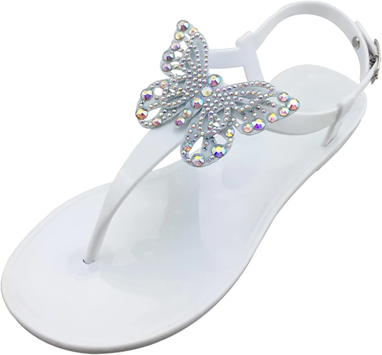 Women's Bow Flat Thong Sandals Summer T-Strap Adjustable Ankle Buckle Slip On Casual Beach Flip Flop For Party