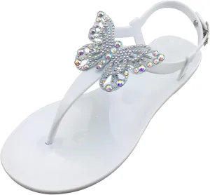 Women's Bow Flat Thong Sandals Summer T-Strap Adjustable Ankle Buckle Slip On Casual Beach Flip Flop For Party