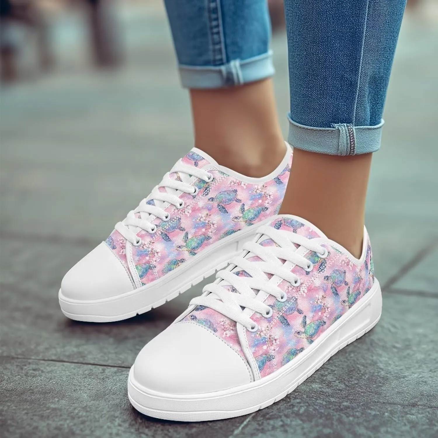 Womens Canvas Sneakers Lightweight Lace Up Fashion Comfortable Canvas Shoes Low Top Slip On Casual Tennis Walking Footwear