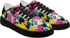 Women's Canvas Sneakers Mesh Lace Up Low Top Sneakers Lightweight Breathable Canvas Tennis Shoes Ladies Running Shoes