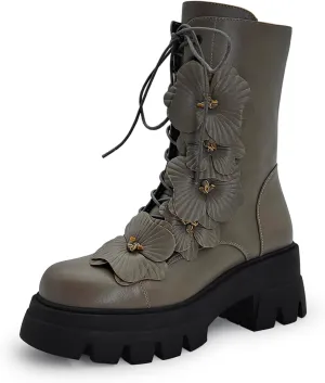 Women's Combat Boot Zebra Platform Ankle Adjustable Lace-Up Vamp Inside Zipper Fashion Party Boots