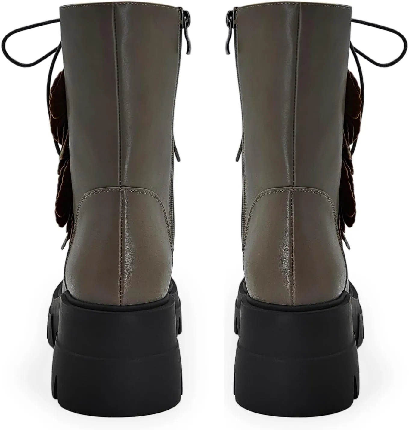 Women's Combat Boot Zebra Platform Ankle Adjustable Lace-Up Vamp Inside Zipper Fashion Party Boots