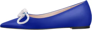 Women's Flats with Rhinestone Bow Pointed Toe Flats for Women Clear Flat