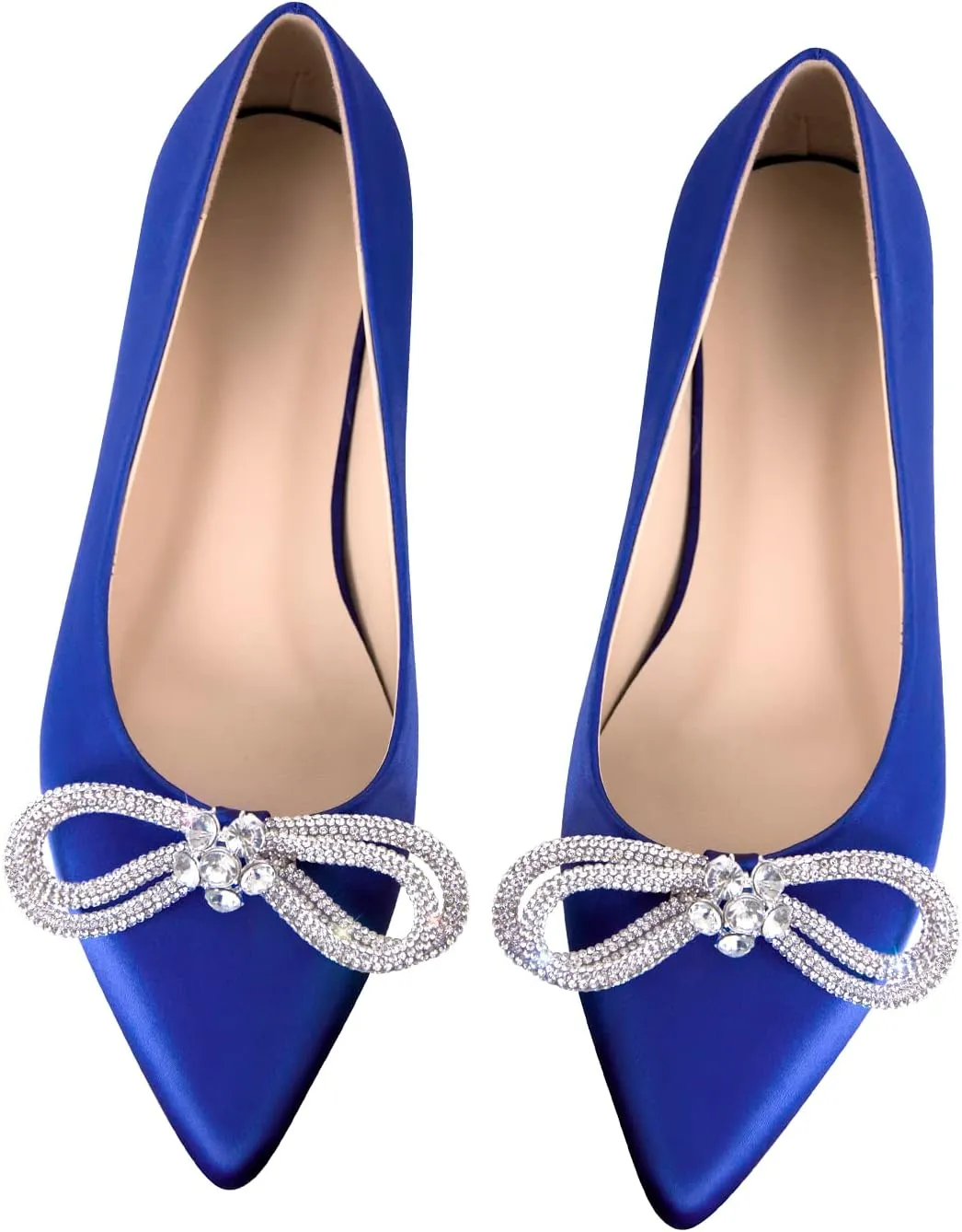 Women's Flats with Rhinestone Bow Pointed Toe Flats for Women Clear Flat