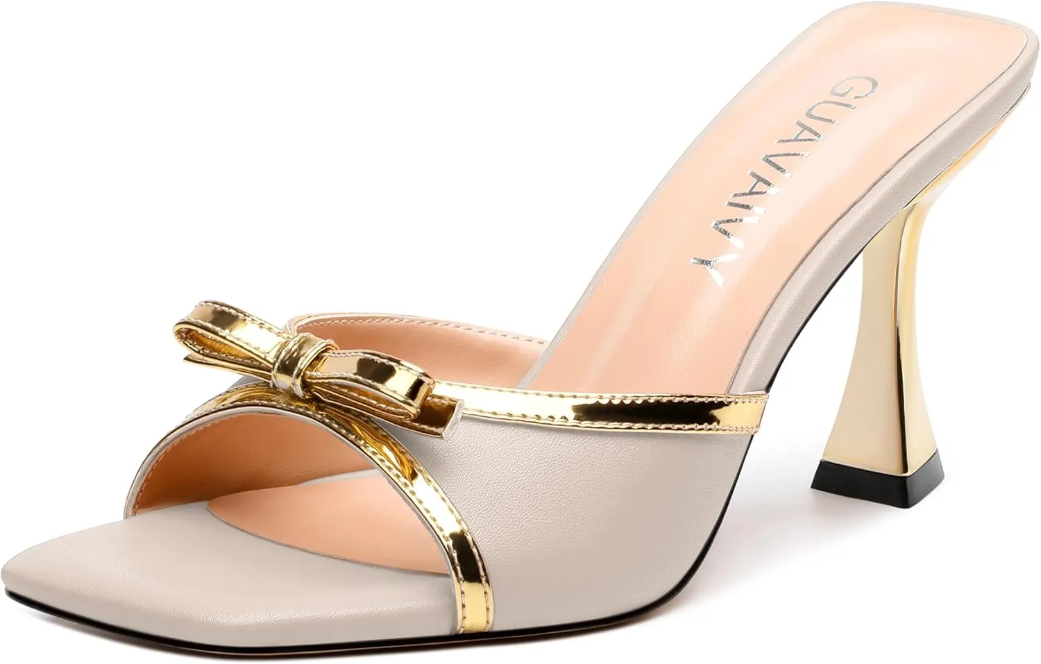 Women's Heeled Sandals, Open Square Toe Stilettos with Bow Detail, Fashion Dressy High Heels for Work, Parties & Daily Outings