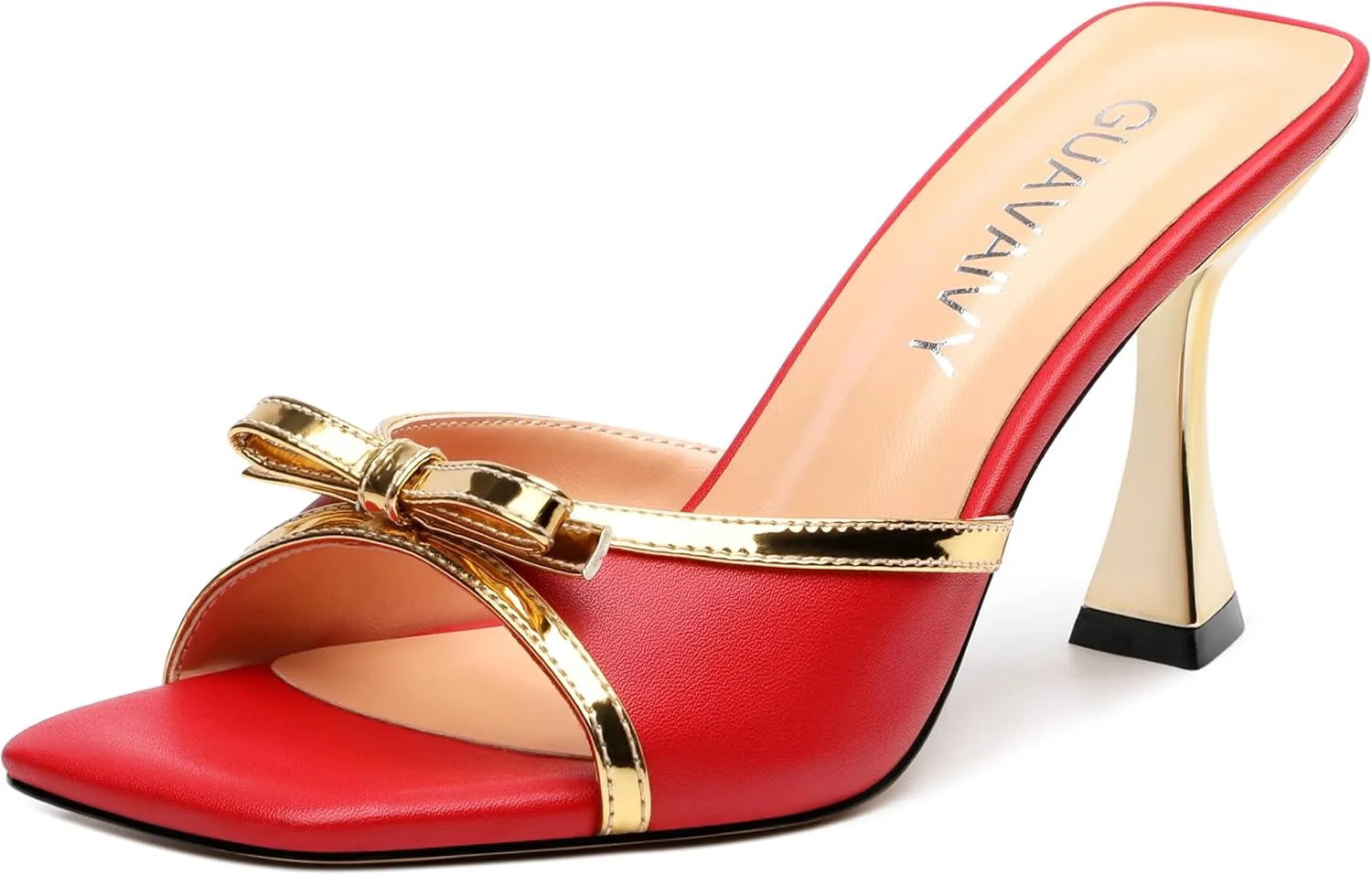 Women's Heeled Sandals, Open Square Toe Stilettos with Bow Detail, Fashion Dressy High Heels for Work, Parties & Daily Outings