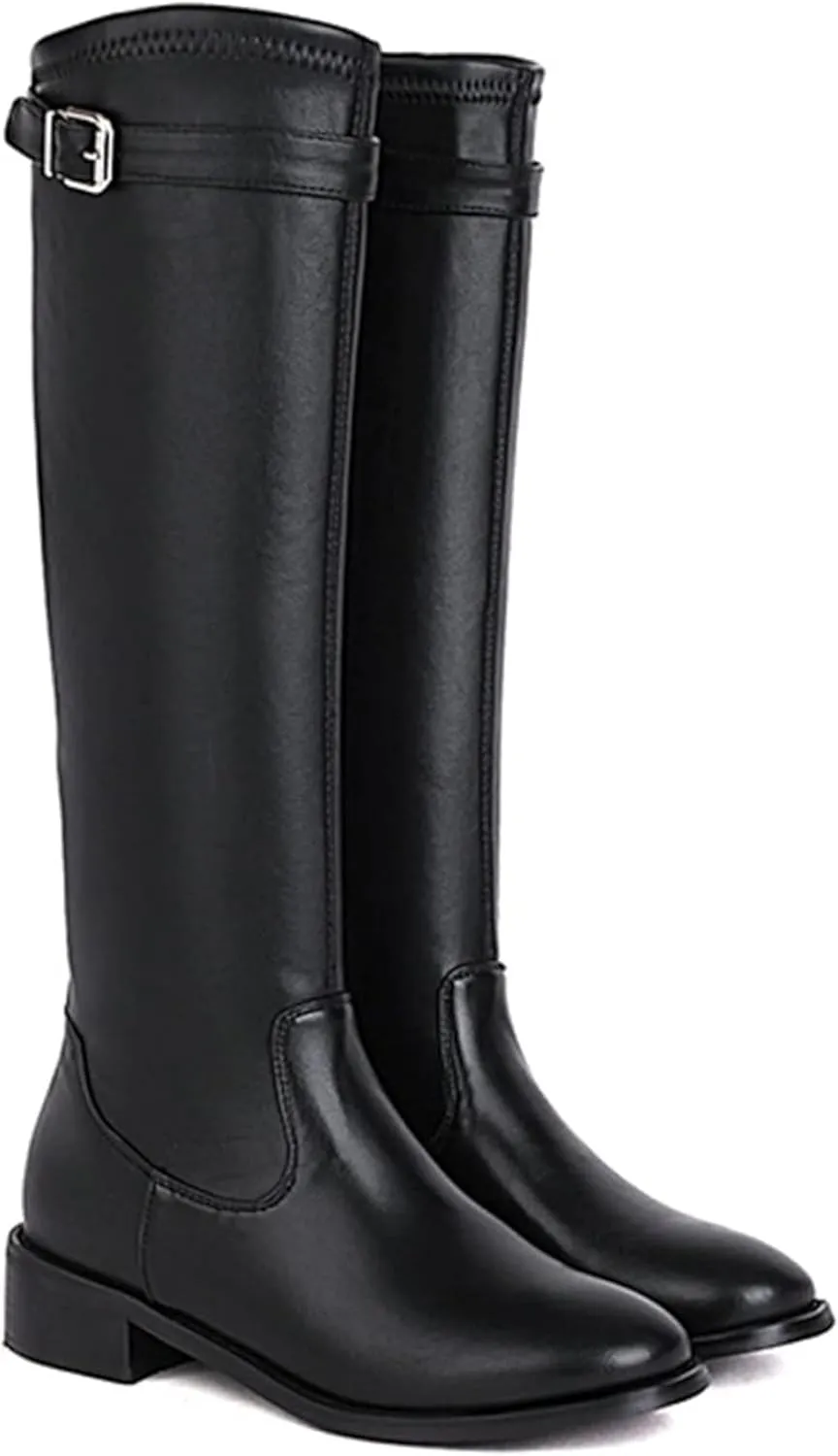 Women's Knee Length Boots, Fashionable British Style High Heeled Knight Boots, Classic Spring and Autumn - Calf Boots