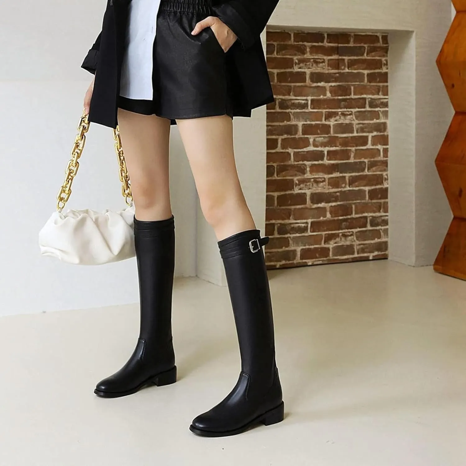 Women's Knee Length Boots, Fashionable British Style High Heeled Knight Boots, Classic Spring and Autumn - Calf Boots