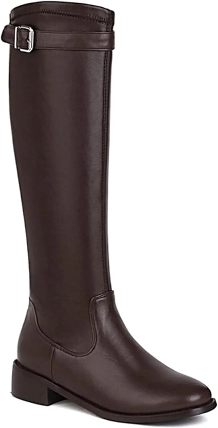 Women's Knee Length Boots, Fashionable British Style High Heeled Knight Boots, Classic Spring and Autumn - Calf Boots