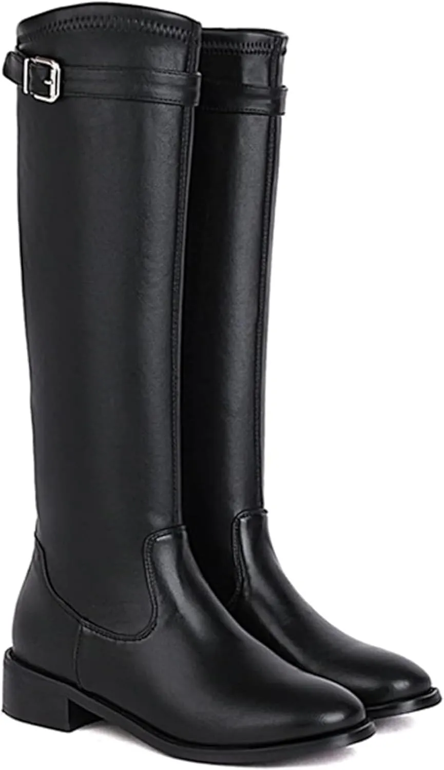 Women's Knee Length Boots, Fashionable British Style High Heeled Knight Boots, Classic Spring and Autumn - Calf Boots