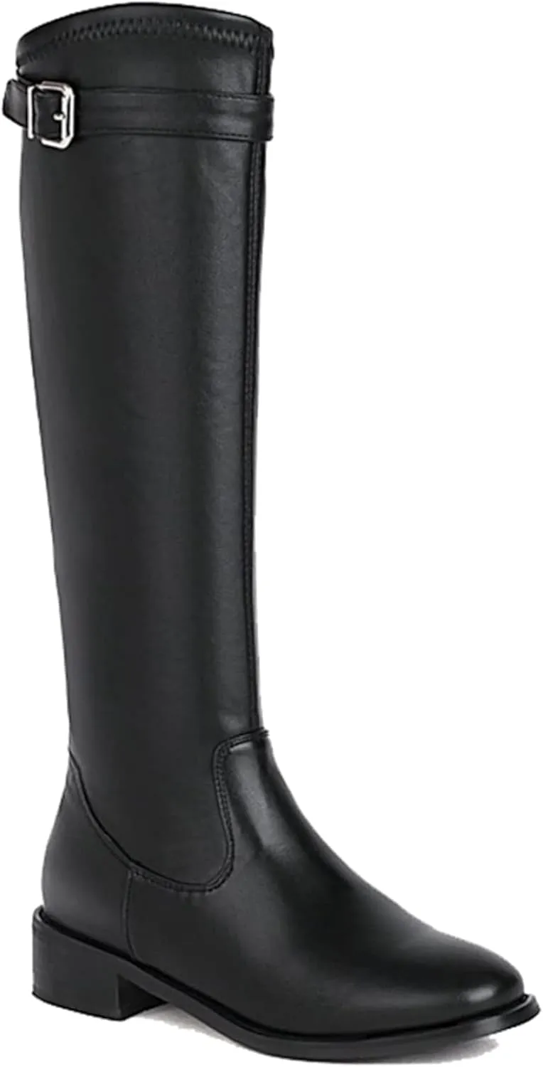 Women's Knee Length Boots, Fashionable British Style High Heeled Knight Boots, Classic Spring and Autumn - Calf Boots