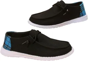 Womens Lace-Up Canvas Lightweight Boat Shoes Casual Comfortable Slip on Knit Loafers Outdoor Walking Low Top Wide Deck Shoes