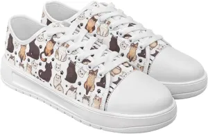 Women's Lace Up Low Top Canvas Shoes Fashion Casual Round Toe Sneakers Hands Free No Laces Barefoot Shoes US5.5-13.5