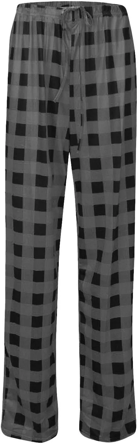 Womens Plaid Pajama Pant Trendy Plus Size Daily Sleep Elastic Waist Drawstring Trousers Wide Leg Sports Casual Pants