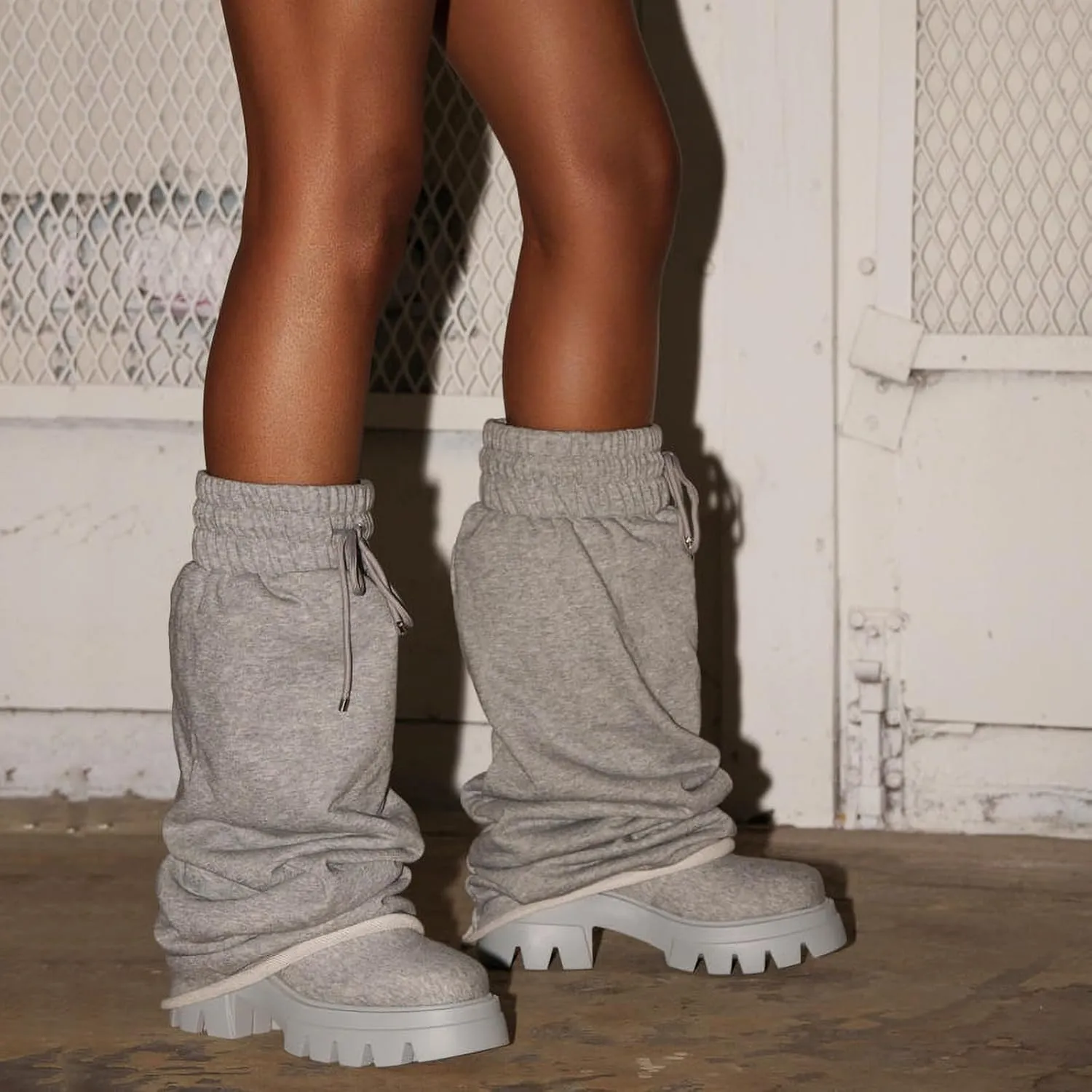Women's Platform fold over Round Toe Chunky Heel wide calf Boots Fashion Pull-On Party Slouchy Shark Mid Calf Shoes