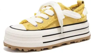 Women's Platform Sneakers 1.97 Inches Height Increase-Thick Rubber Gum Sole Low Top Non-Slip Fashion Walking Shoes for Women and Teen Girls，Multiple Colors Trendy Comfortable Shoes