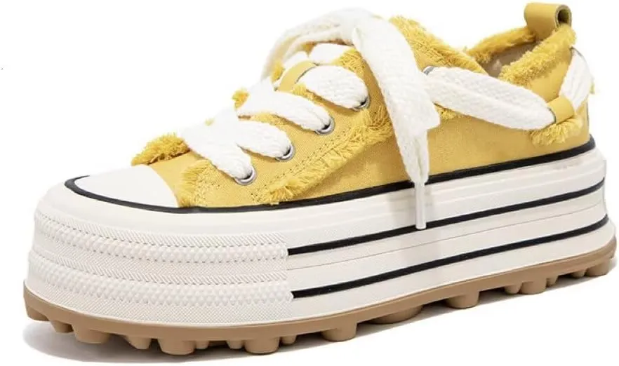 Women's Platform Sneakers 1.97 Inches Height Increase-Thick Rubber Gum Sole Low Top Non-Slip Fashion Walking Shoes for Women and Teen Girls，Multiple Colors Trendy Comfortable Shoes