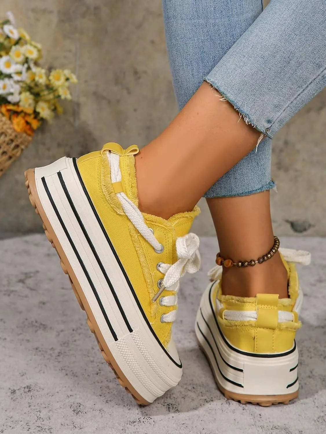 Women's Platform Sneakers 1.97 Inches Height Increase-Thick Rubber Gum Sole Low Top Non-Slip Fashion Walking Shoes for Women and Teen Girls，Multiple Colors Trendy Comfortable Shoes