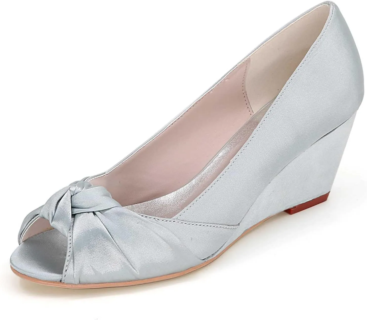 Women's Platform Wedge Heels with Open Toe - High Block Satin Bridal Shoes Perfect for Wedding, Party, Evening, Prom Dresses & Sandals