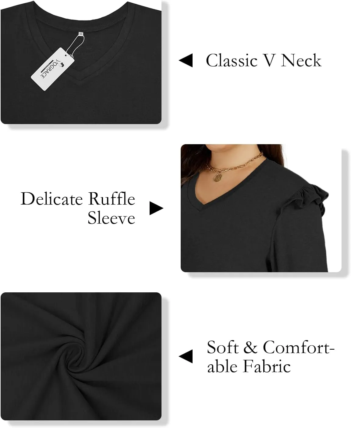 Womens-Plus-Size-Dressy-Tops Trendy V Neck Shirts Cute Ruffle Long Sleeve Blouses Casual Loose Fit Tunics XL-5XL