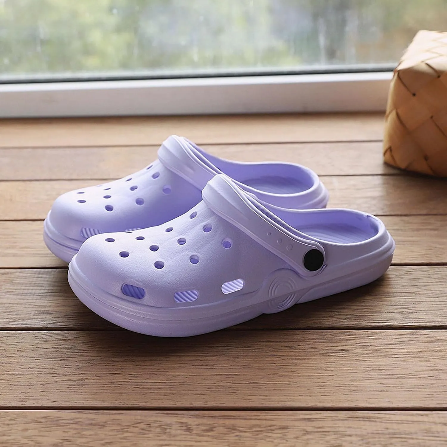 Women's Plus Size Wide Width Flat Slide Sandals Summer Breathable Eva Lightweight Beach Casual Closed-Toe Shoes Hole Cavity Design Size 9 10-11 - Purple, Pink, White, Green
