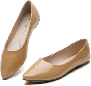 Women's Pointy Toe Loafer Flat Comfortable Faux Suede Work Shoes, Cute Penny Loafer Slip On Ballet Flat
