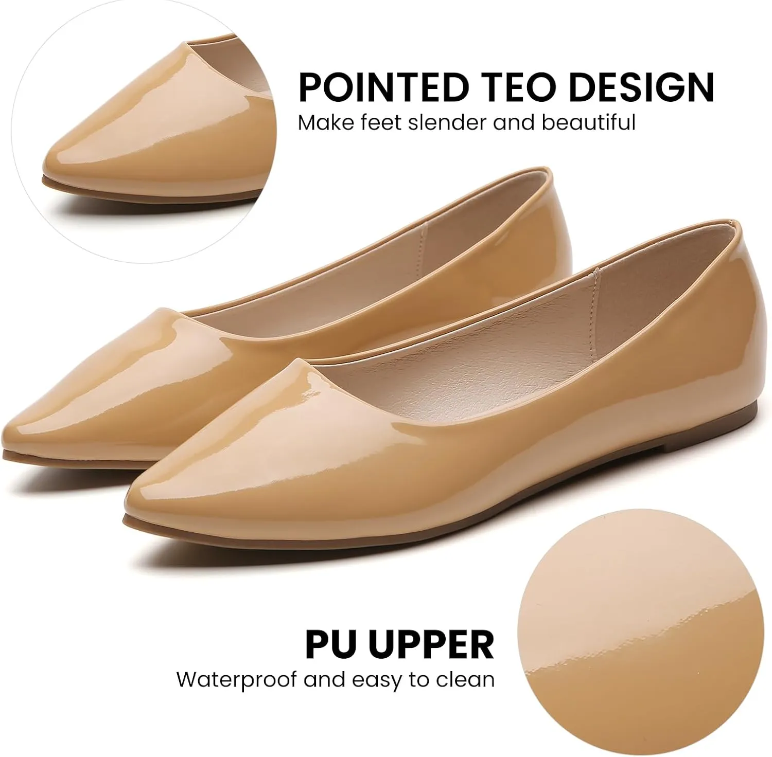 Women's Pointy Toe Loafer Flat Comfortable Faux Suede Work Shoes, Cute Penny Loafer Slip On Ballet Flat