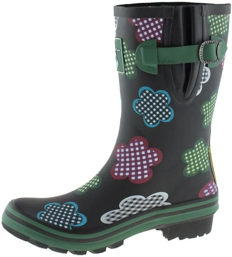 Women's Rain Boot Waterproof Mid-Calf Boots Cute Printing Rainbow Rain Boots Wellies Rain Shoes UK Brand