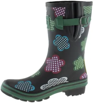 Women's Rain Boot Waterproof Mid-Calf Boots Cute Printing Rainbow Rain Boots Wellies Rain Shoes UK Brand