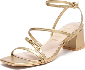 Women's Sandals Summer Square Toe Root Dress Shoes 5cm Strap High Heels Suitable for Dances Parties and Weddings