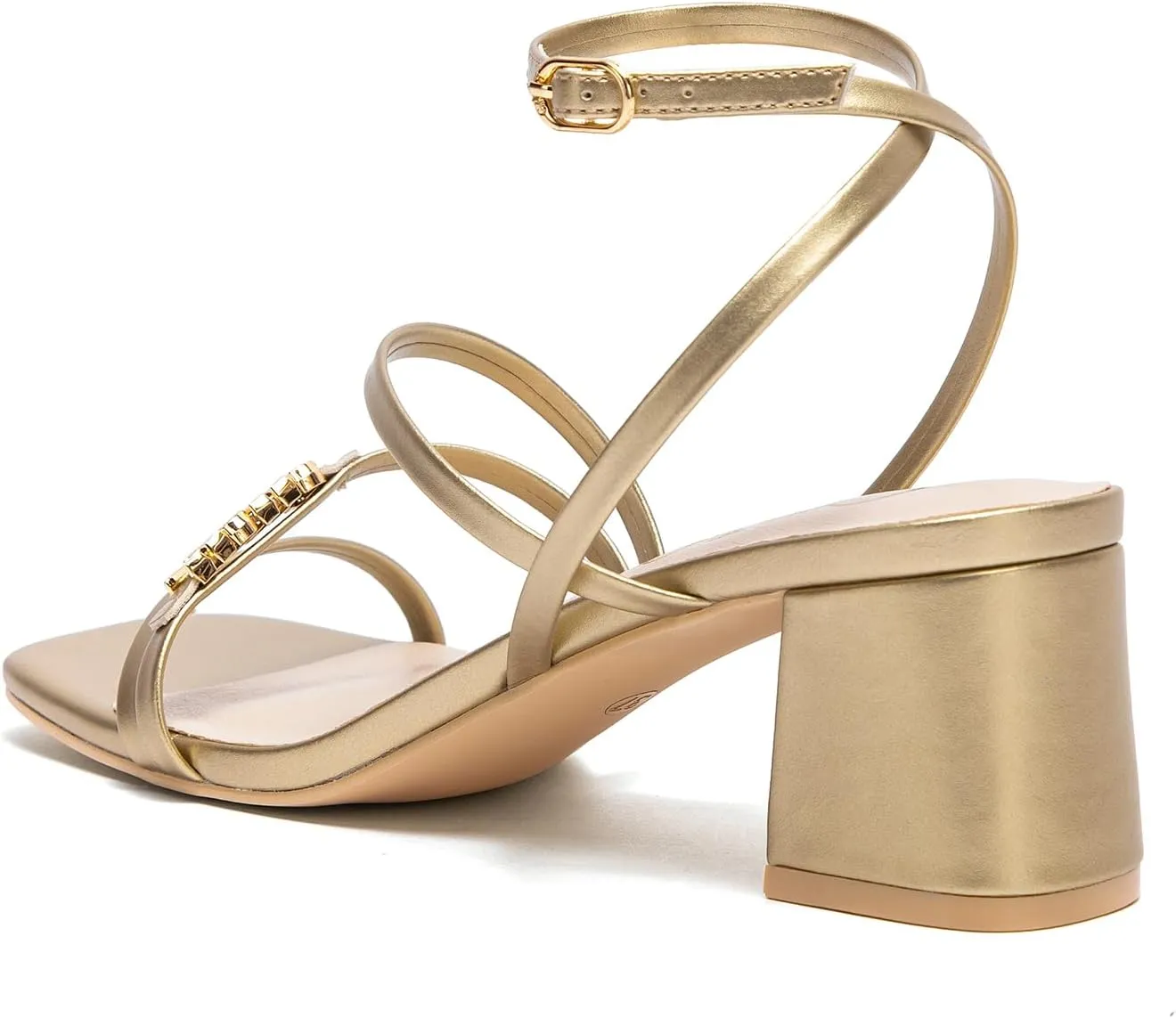 Women's Sandals Summer Square Toe Root Dress Shoes 5cm Strap High Heels Suitable for Dances Parties and Weddings