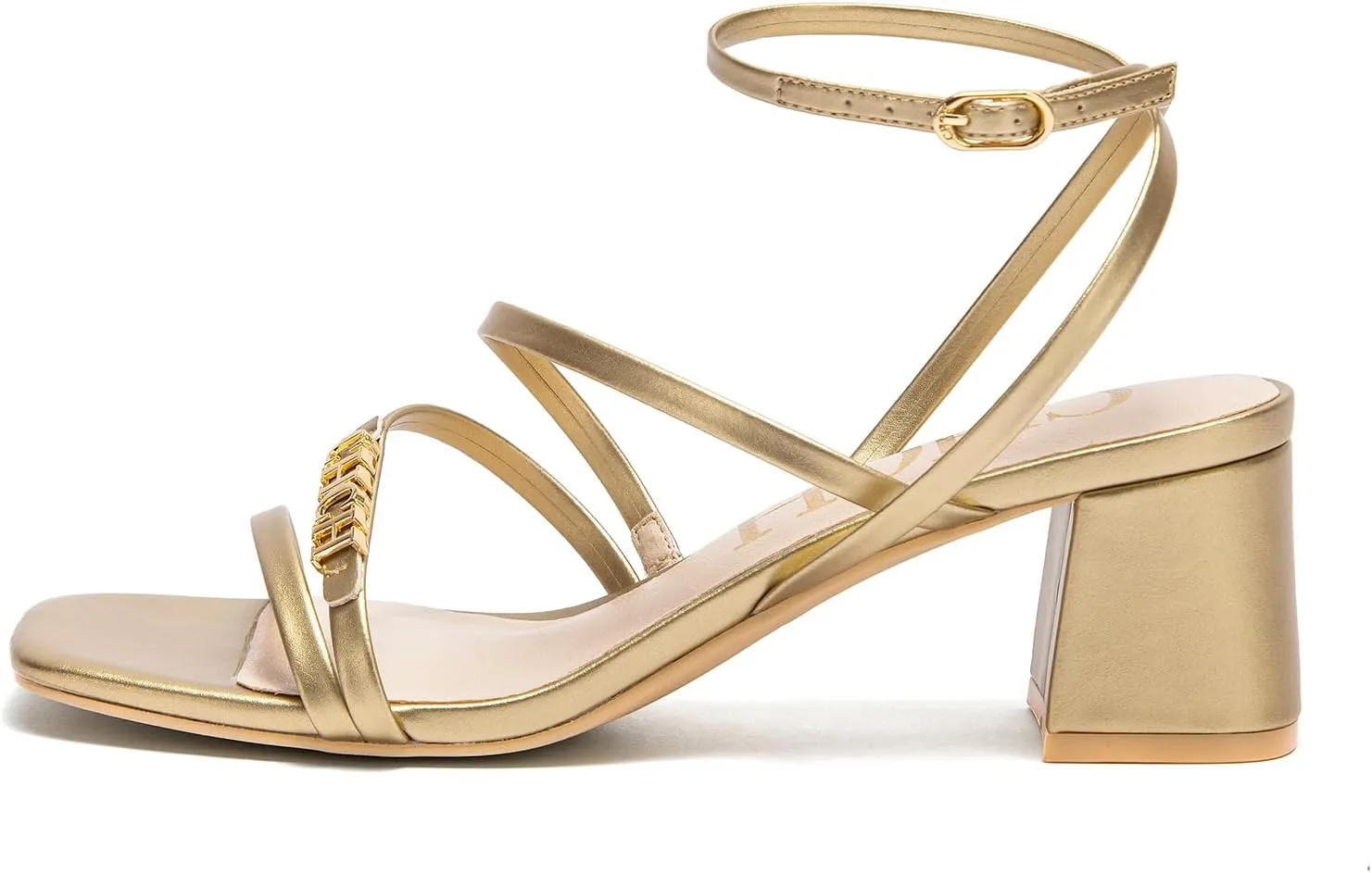 Women's Sandals Summer Square Toe Root Dress Shoes 5cm Strap High Heels Suitable for Dances Parties and Weddings
