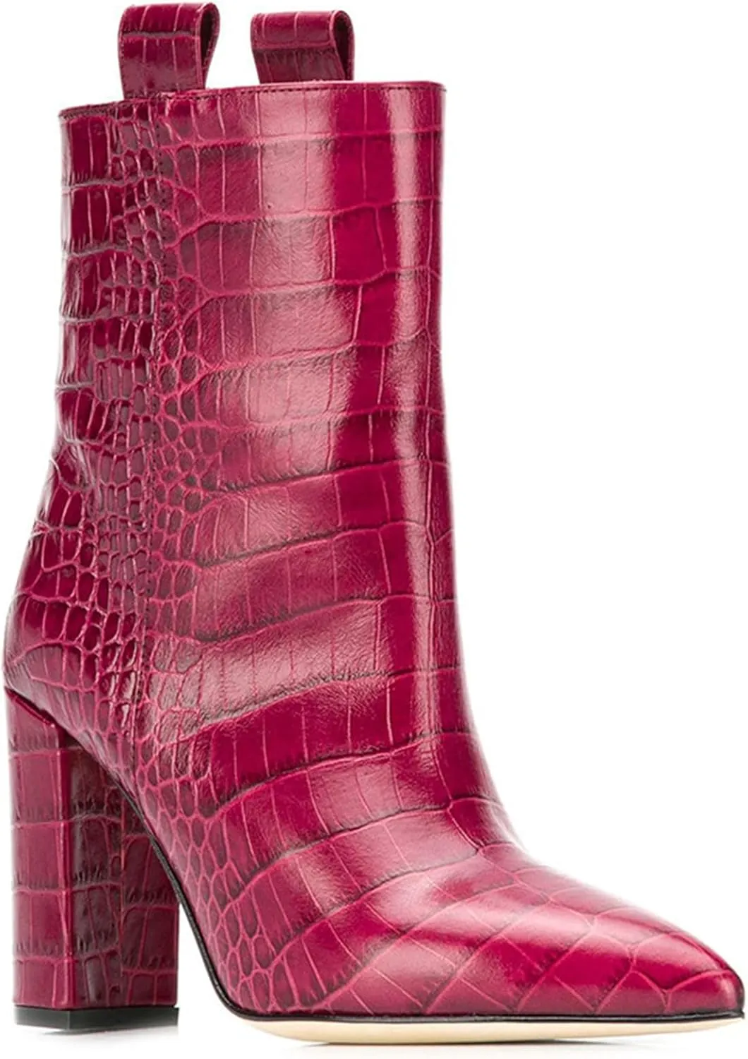 Women's Short Boots Thick High Heels Fashionable Winter Boots Crocodile Patterned Ultra-high Heels with Just One Kick