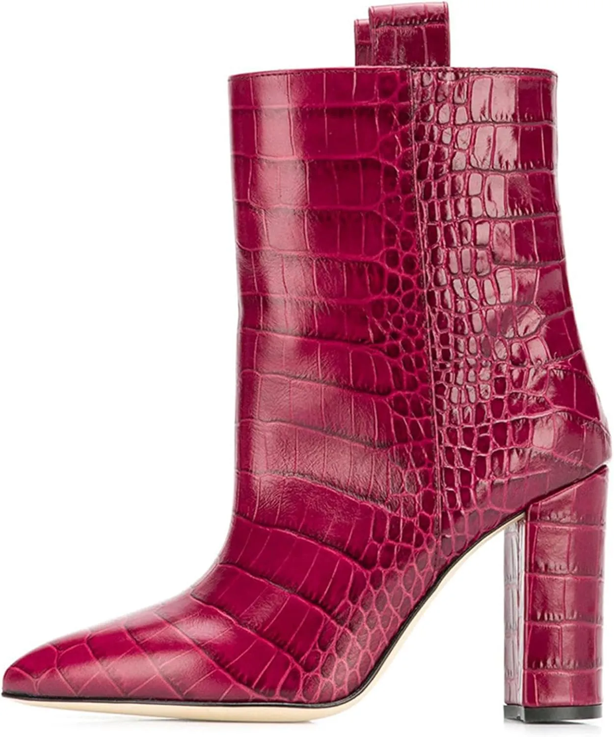 Women's Short Boots Thick High Heels Fashionable Winter Boots Crocodile Patterned Ultra-high Heels with Just One Kick