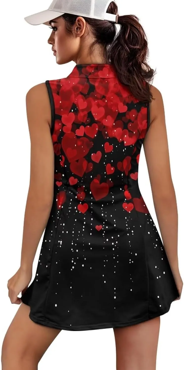 Women's Sleeveless Tennis Dress Collared Zip Up Athletic Golf Dresses Stylish Sports Workout Outfits