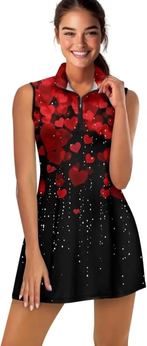 Women's Sleeveless Tennis Dress Collared Zip Up Athletic Golf Dresses Stylish Sports Workout Outfits