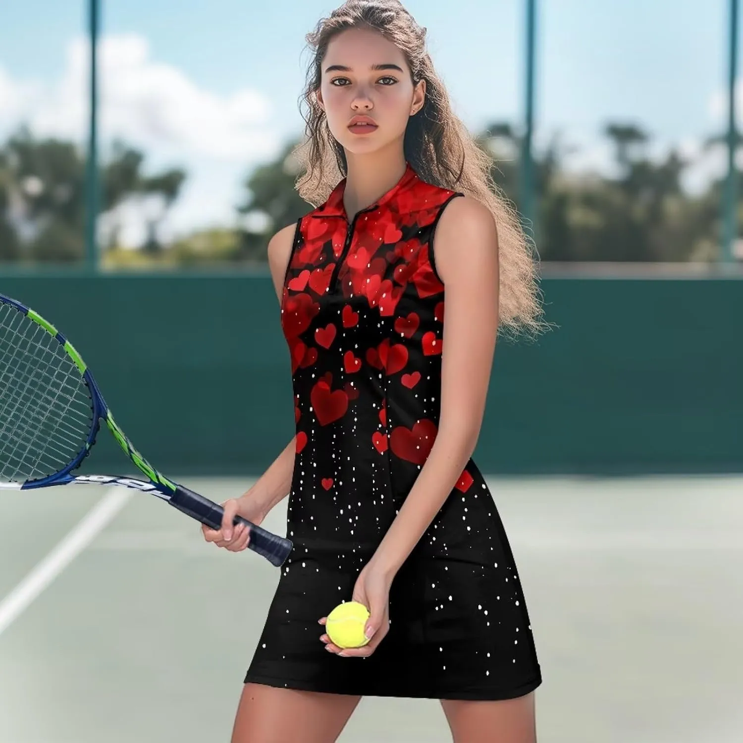 Women's Sleeveless Tennis Dress Collared Zip Up Athletic Golf Dresses Stylish Sports Workout Outfits