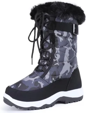 Women's Snow Boots Winter Water-Resistant Fur Lined Frosty Warm Snow Boots U120WMX005-Black Camo-40