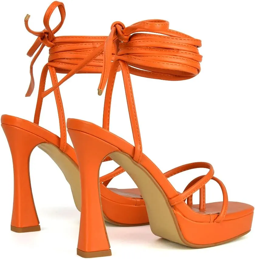 Womens Strappy Platform High Heel Sandals Ladies Lace Up Straps Party Evening Shoes Size