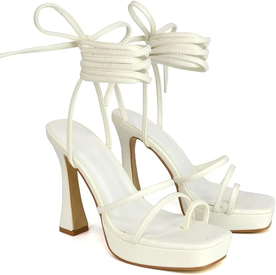 Womens Strappy Platform High Heel Sandals Ladies Lace Up Straps Party Evening Shoes Size